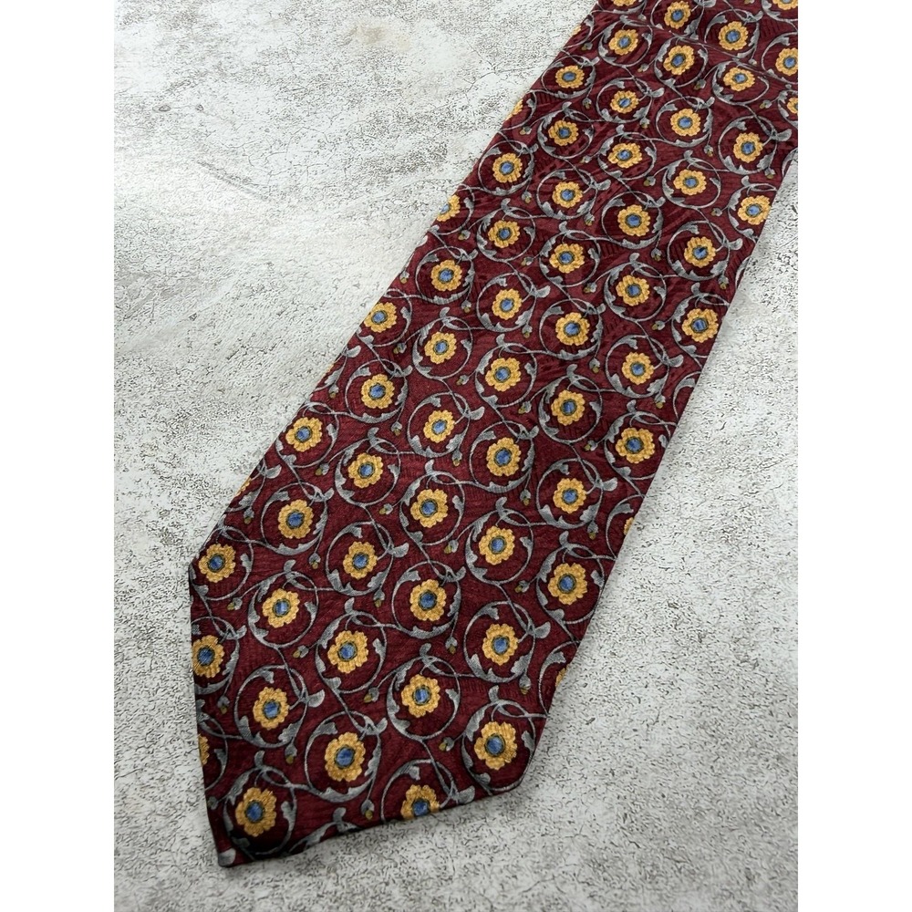 Robert Talbott Tie Mens One Size Red 100% Silk Pointed Floral Jacquard